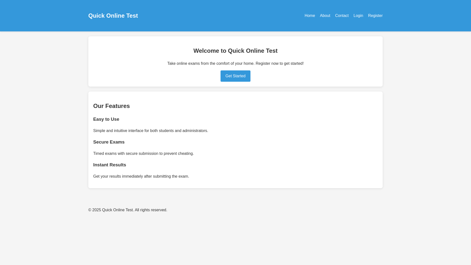 website screenshot of https://quickonlinetest.com/