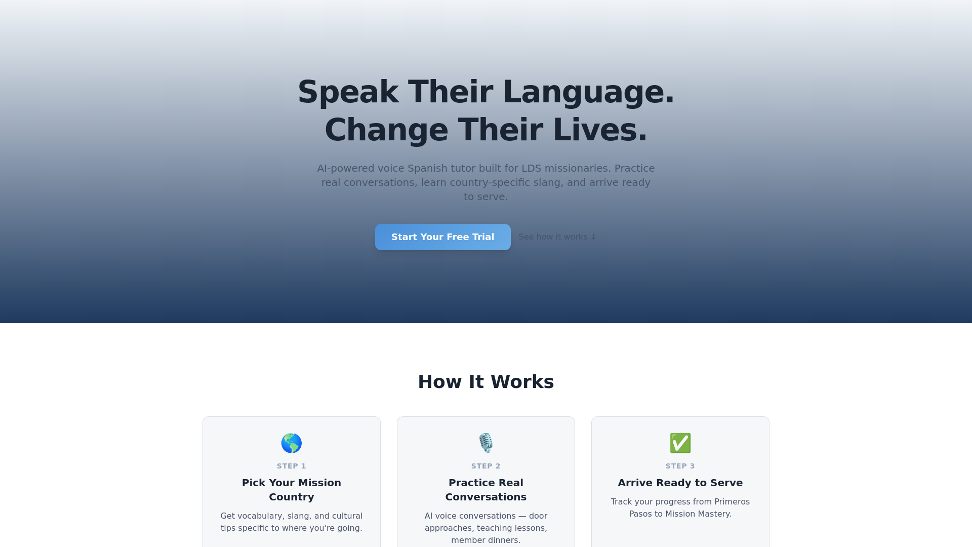website screenshot of https://caminomissionary.com/