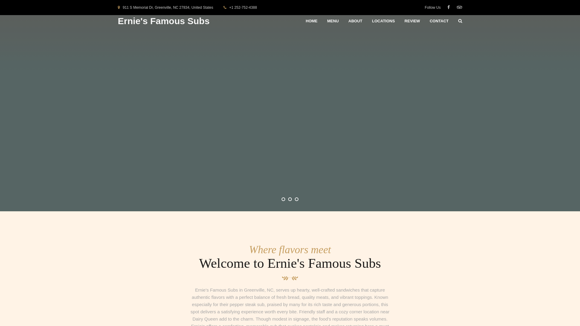 website screenshot of https://erniesfamoussubs.site/