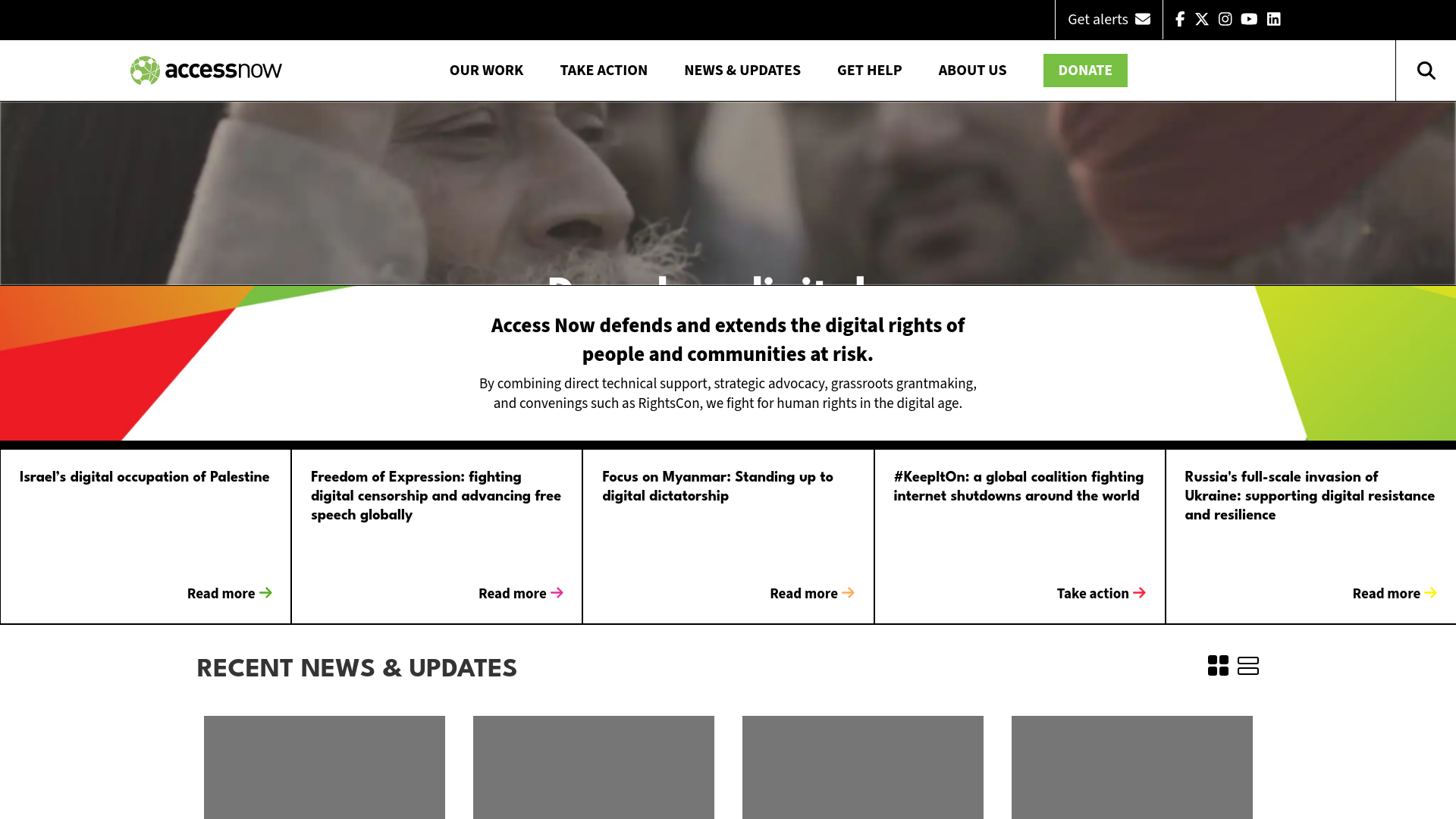 website screenshot of https://accessnow.org/