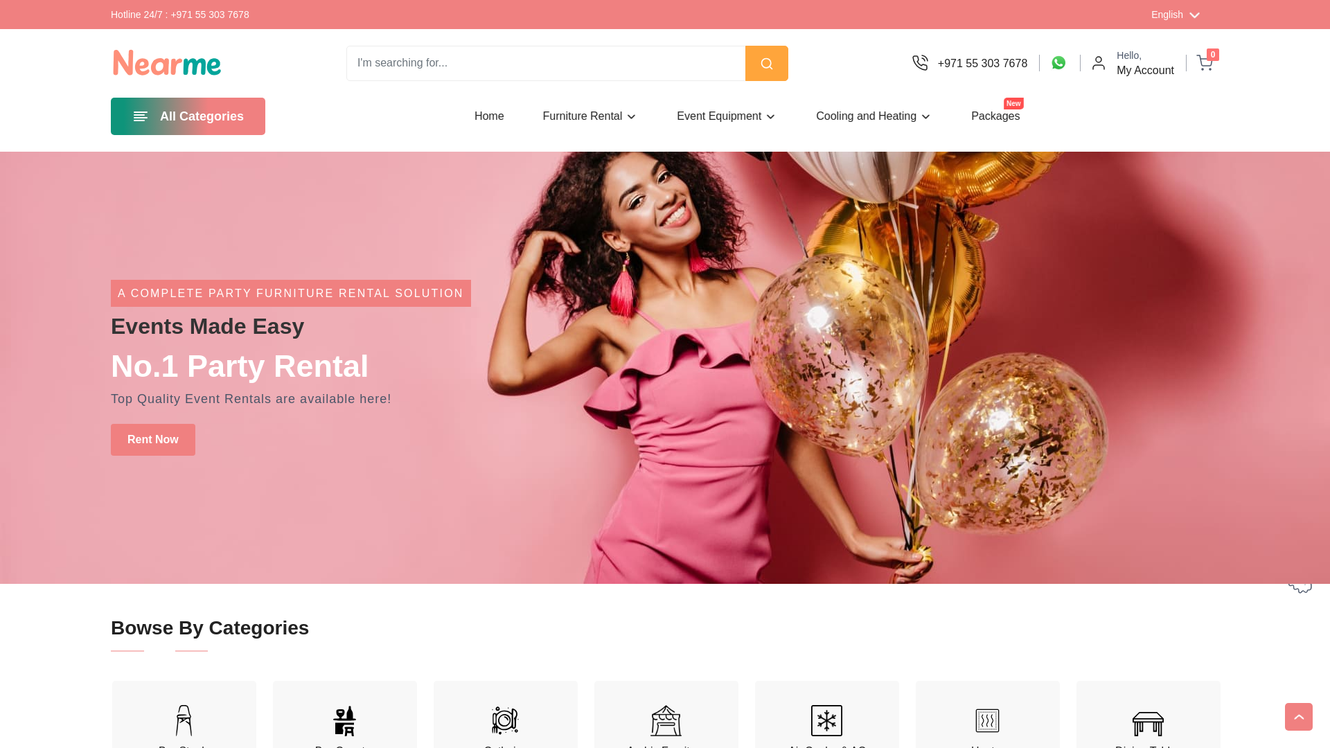 website screenshot of https://nearmerentals.ae