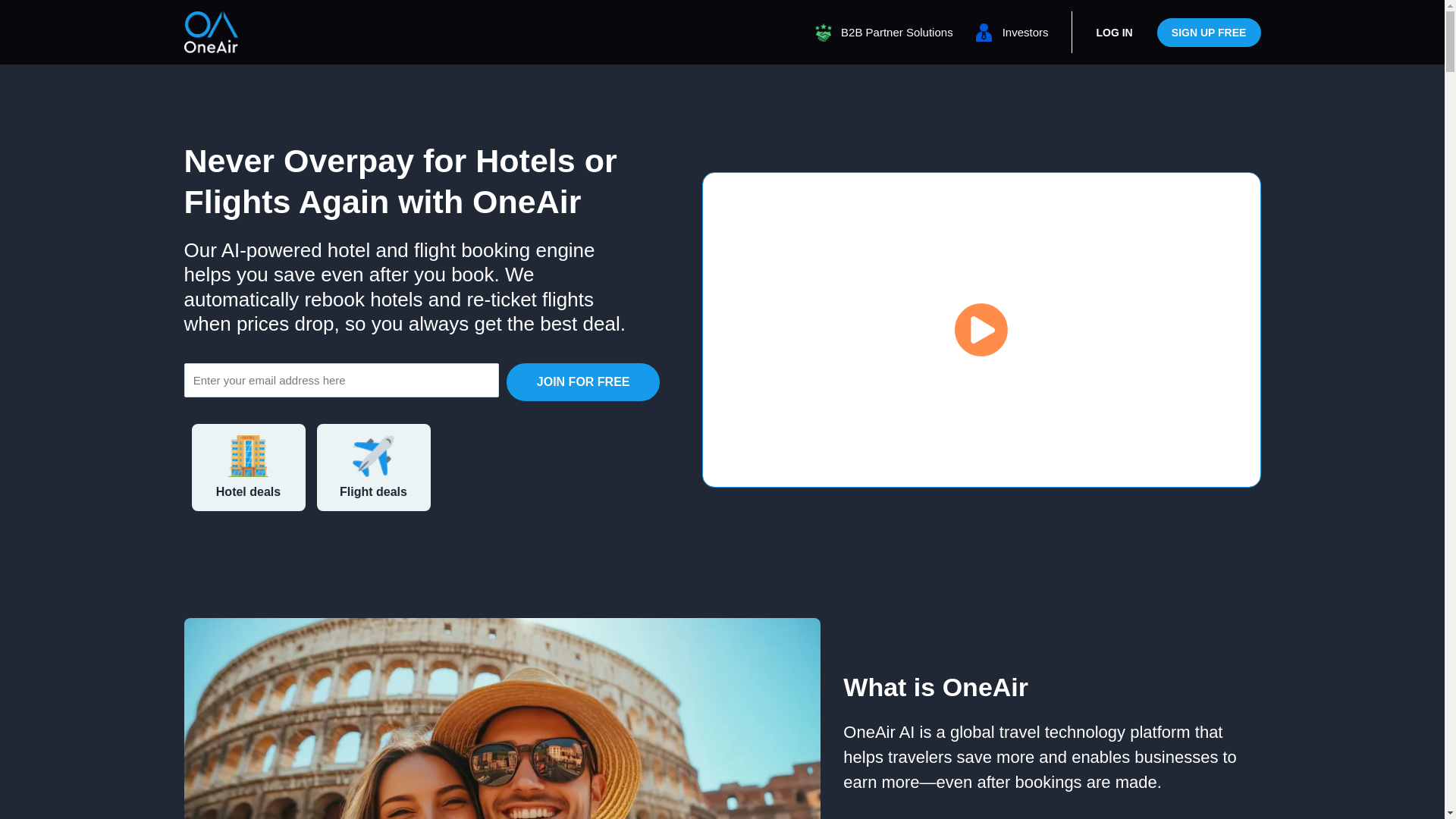 website screenshot of https://getoneair.com/