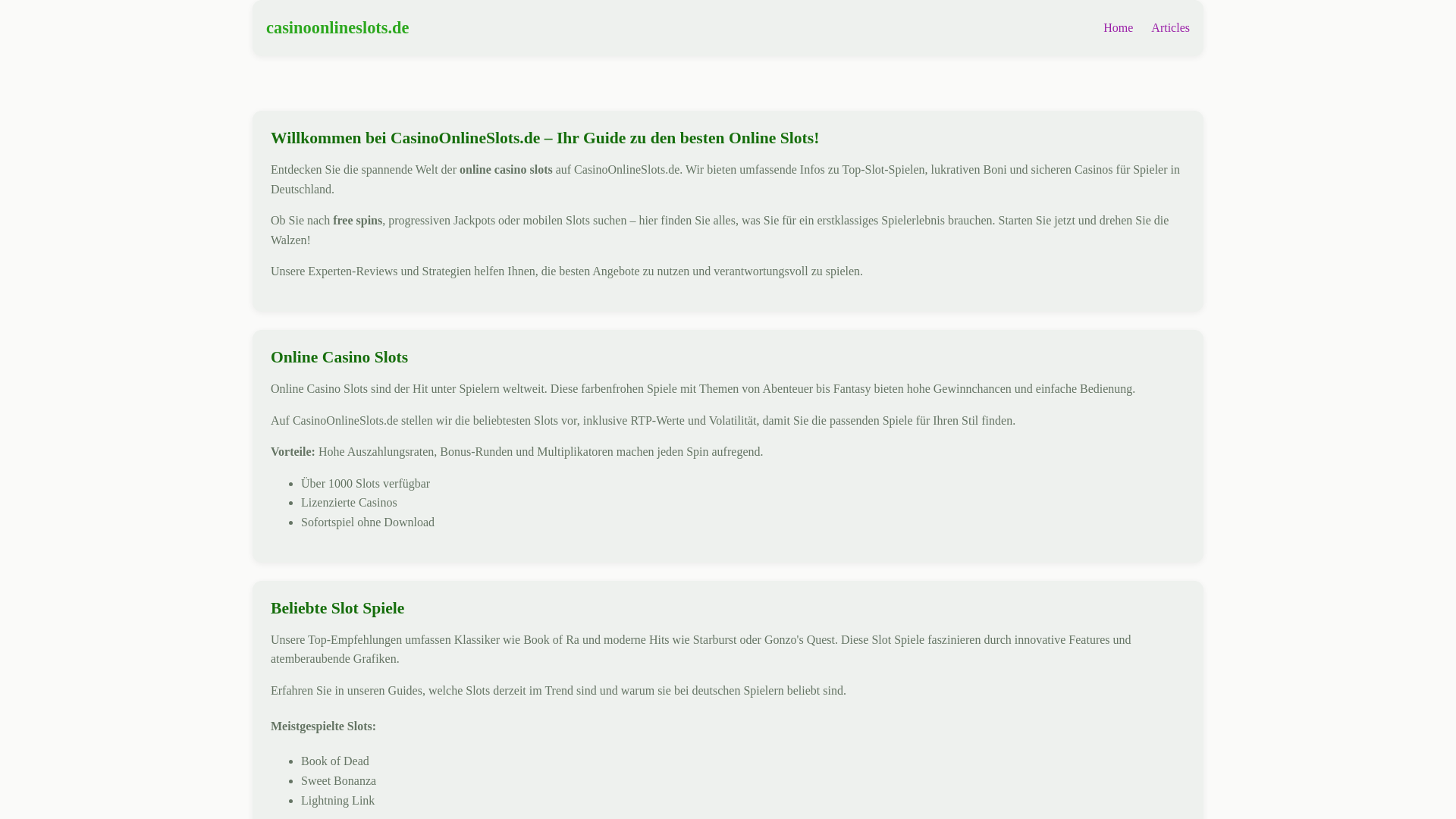 website screenshot of https://casinoonlineslots.de/