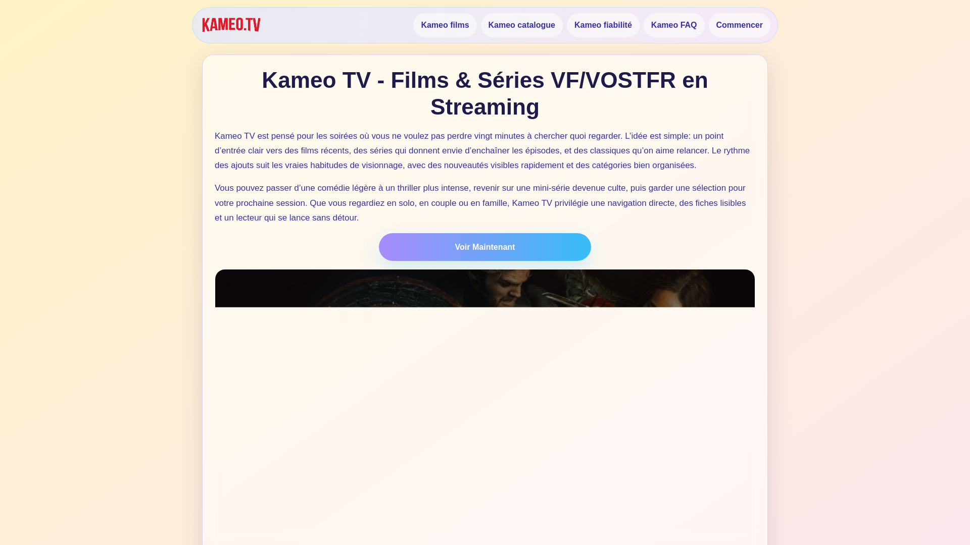 website screenshot of https://kameotv.click