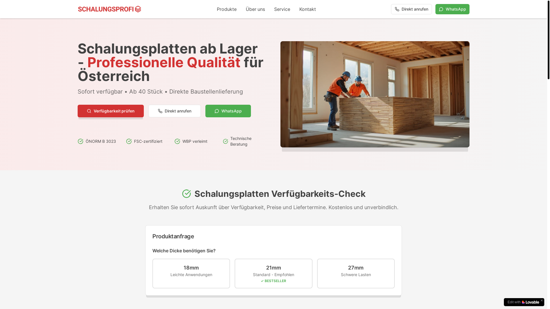 website screenshot of https://schalungsprofi.at/