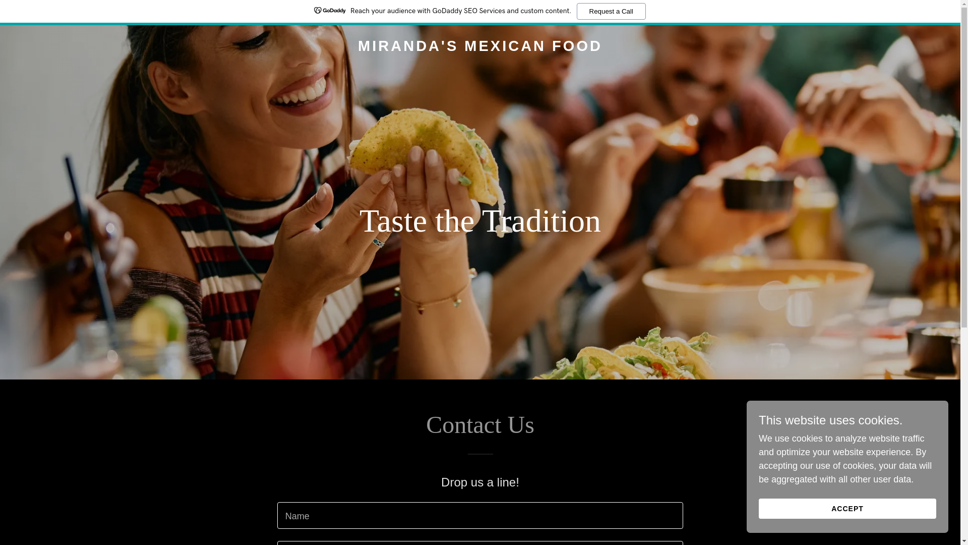 website screenshot of https://mirandasmexfood.com/
