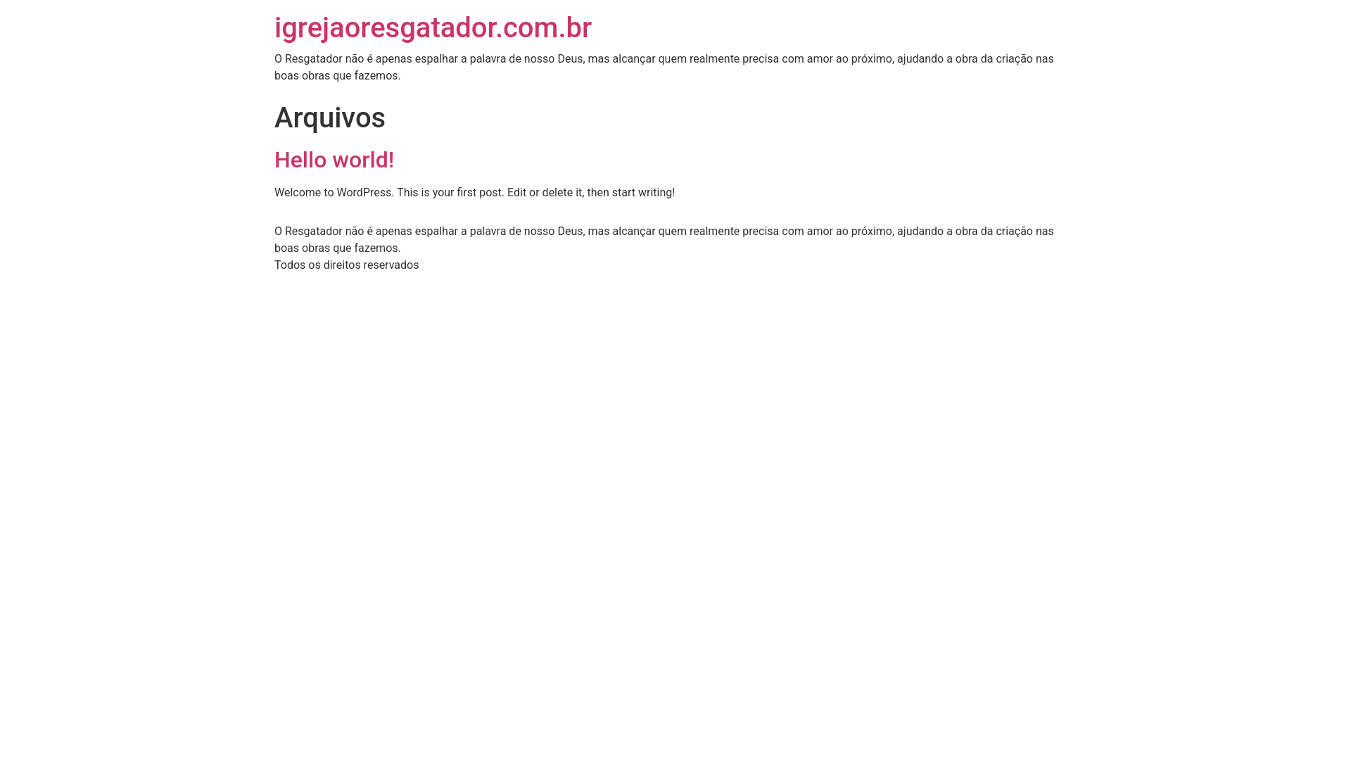 website screenshot of https://igrejaoresgatador.com.br/