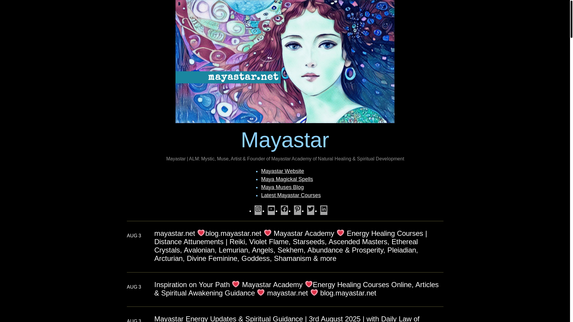 website screenshot of https://mayastar.blog/