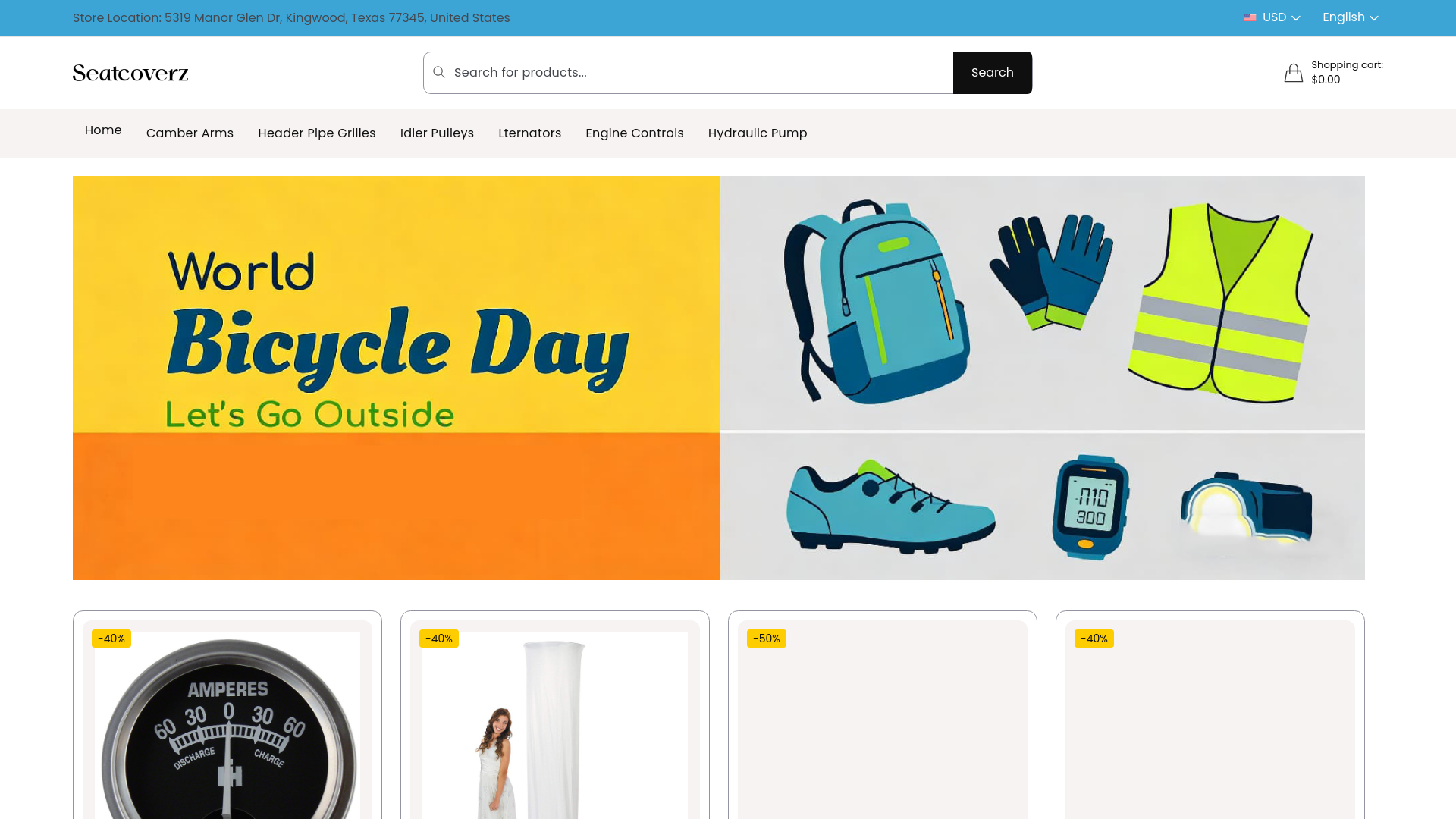 website screenshot of https://seatcoverz.shop