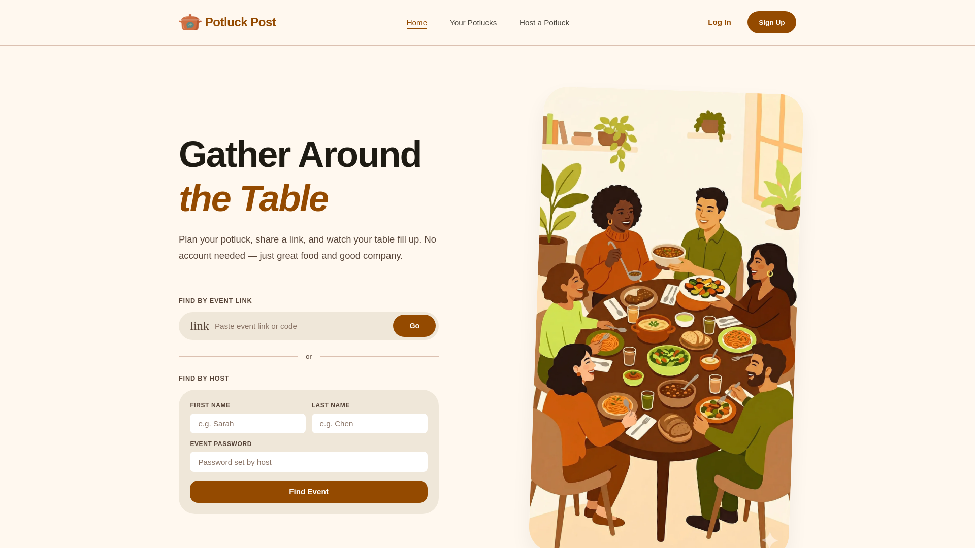 website screenshot of https://potluckpost.xyz