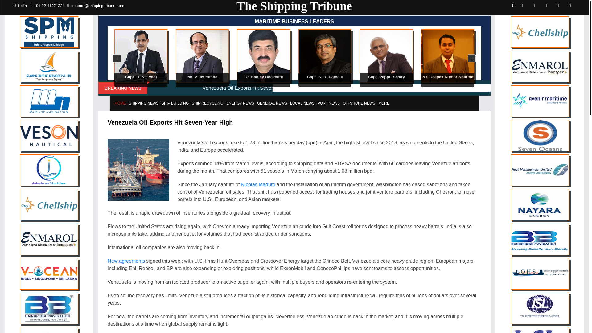 website screenshot of https://www.shippingtribune.com/news/shipping/Venezuela+Oil+Exports+Hit+Seven-Year+High