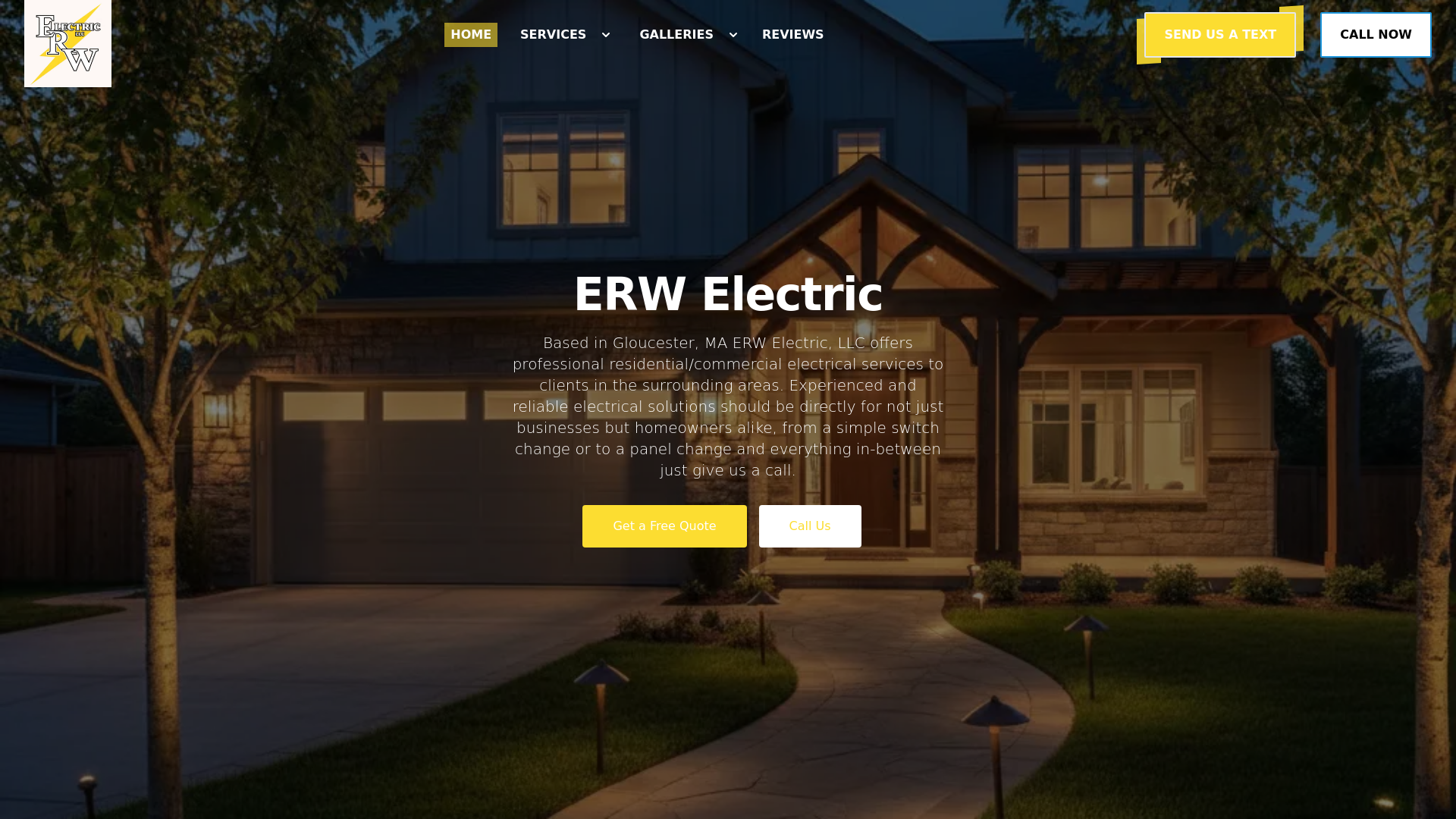 website screenshot of https://erwelectric.com/