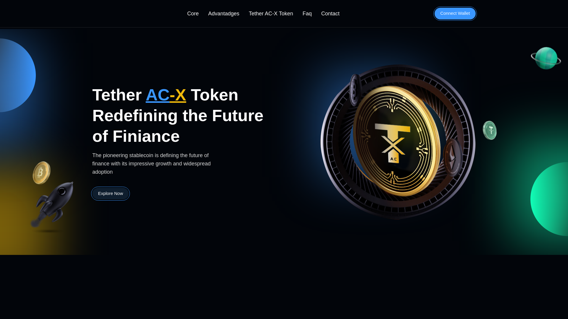website screenshot of https://tether.ac/