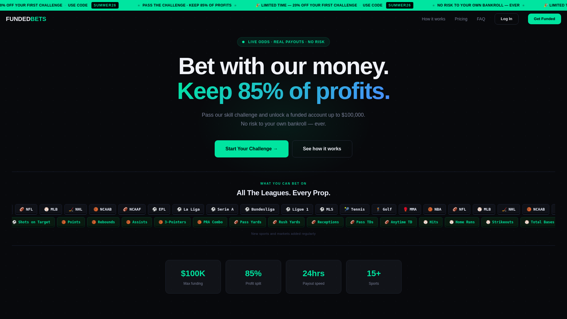 website screenshot of https://fundedbets.bet/