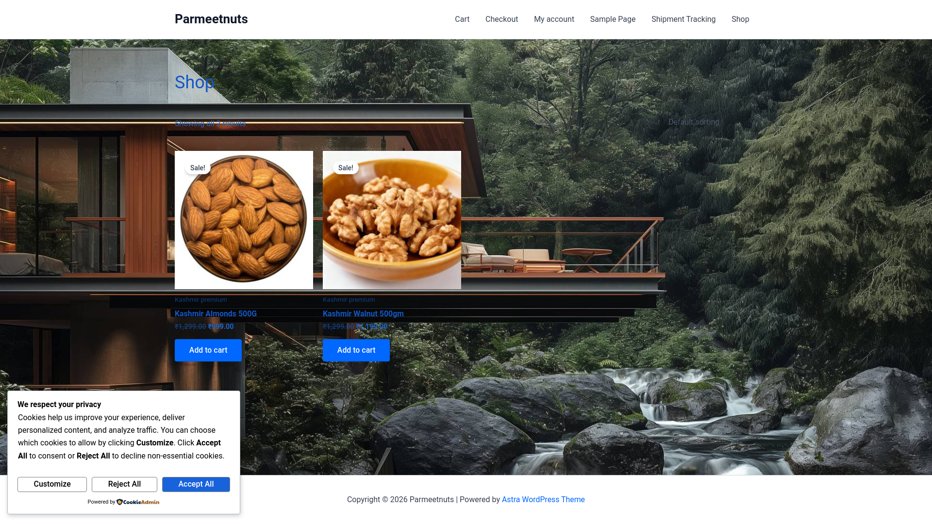 website screenshot of https://parmeetnuts.online/