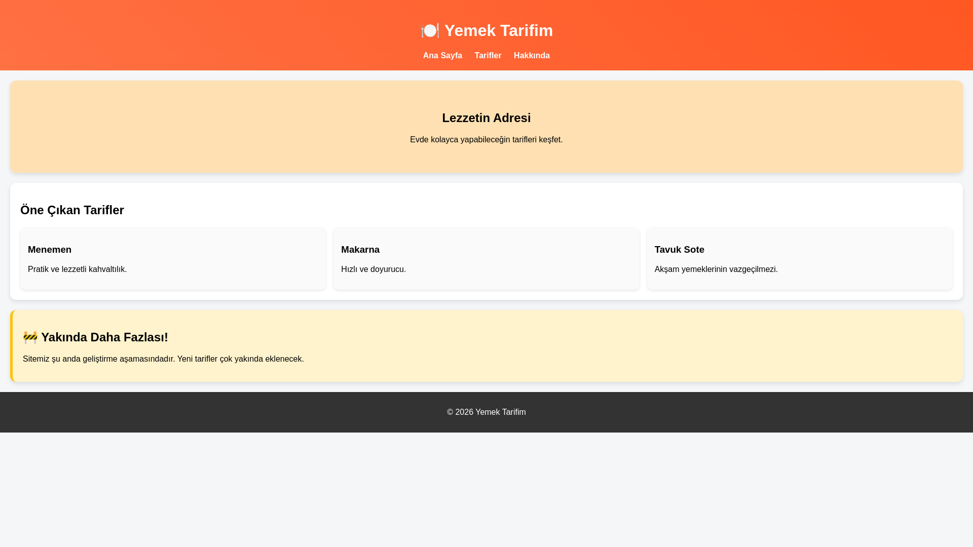website screenshot of https://yemektarifim.sbs