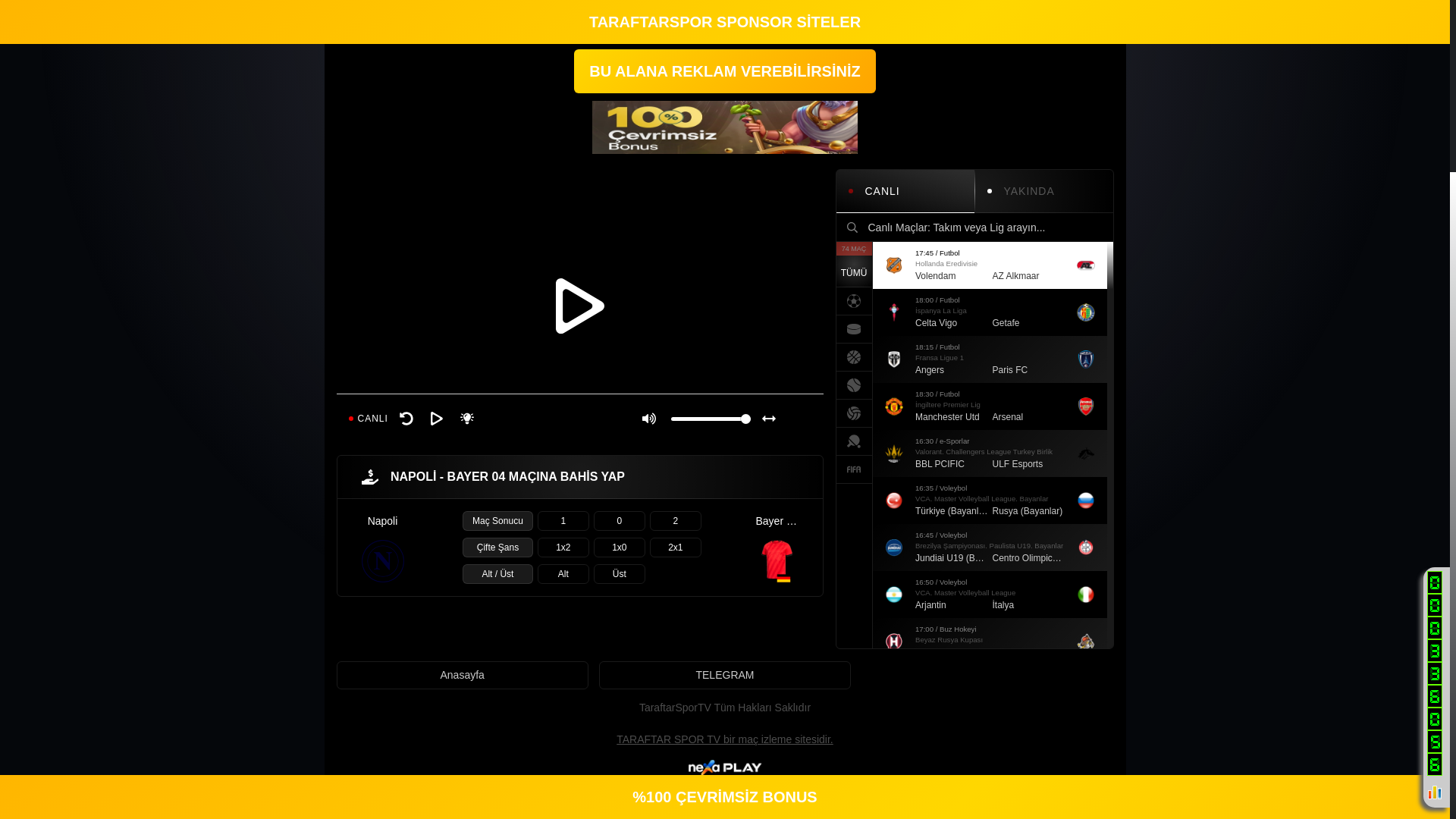 website screenshot of https://taraftarsportv10.live/