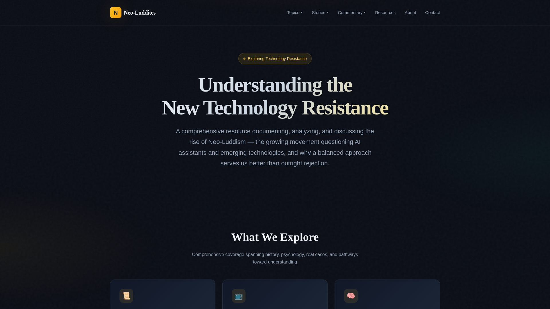 website screenshot of https://neoluddites.ai/