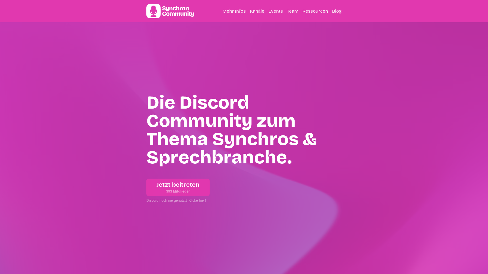 website screenshot of https://synchron.community/
