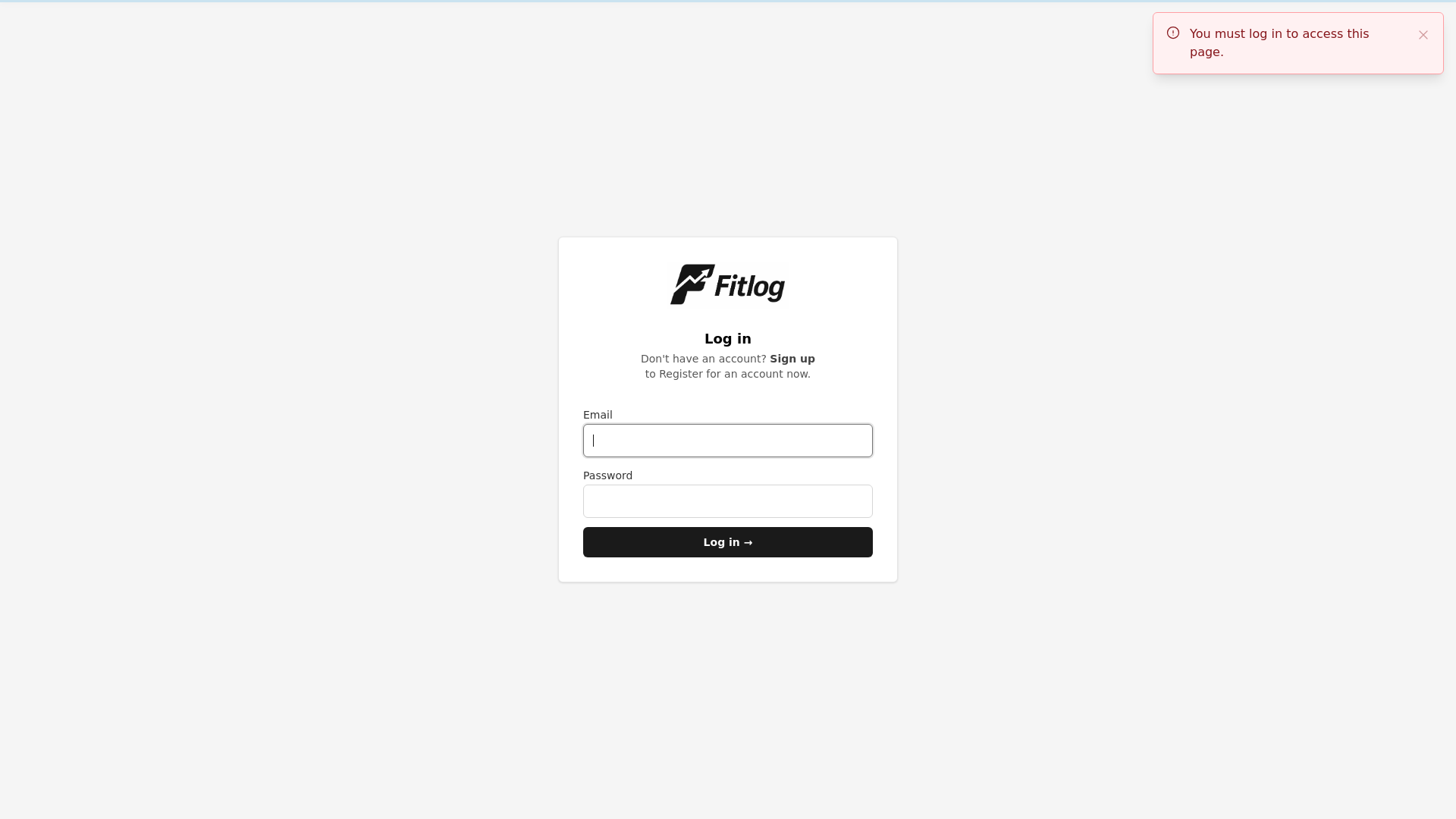 website screenshot of https://fitlog.no/