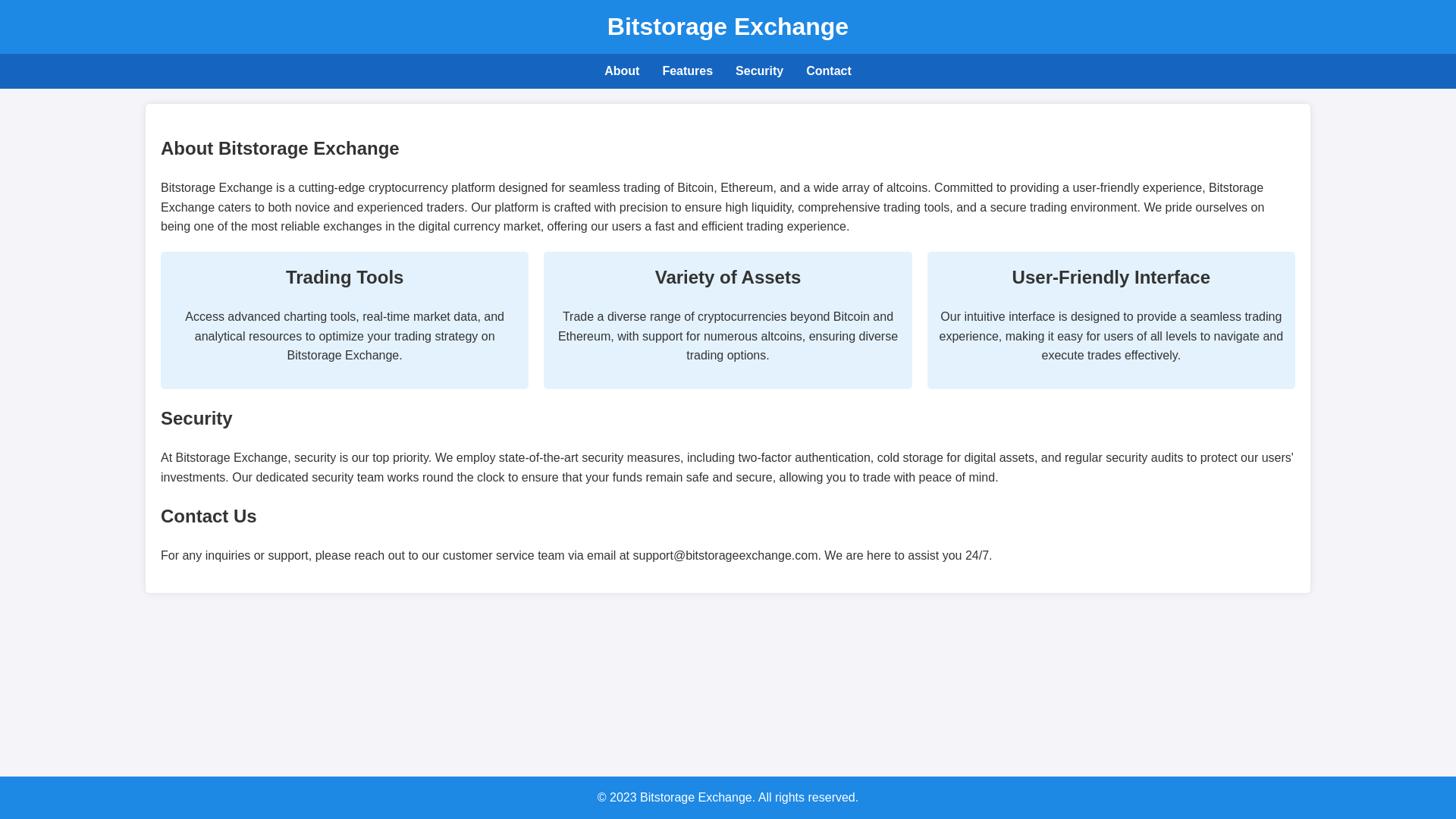 website screenshot of https://bitstorageexchanges.live
