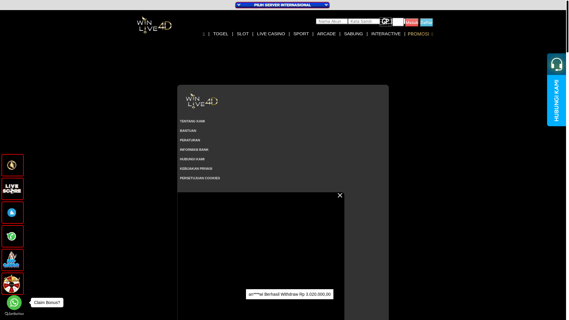 website screenshot of https://winlive4dfresh.com/