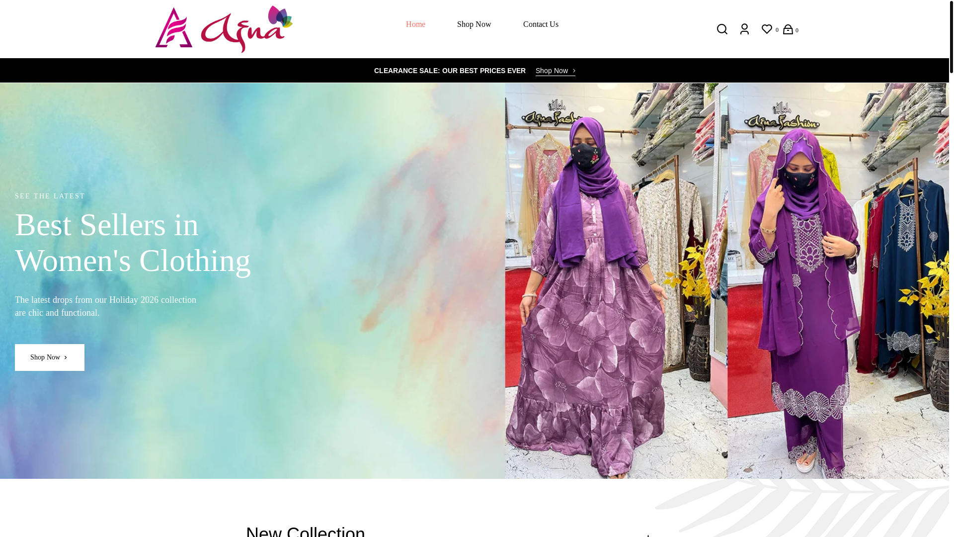 website screenshot of https://afnafashion.com/