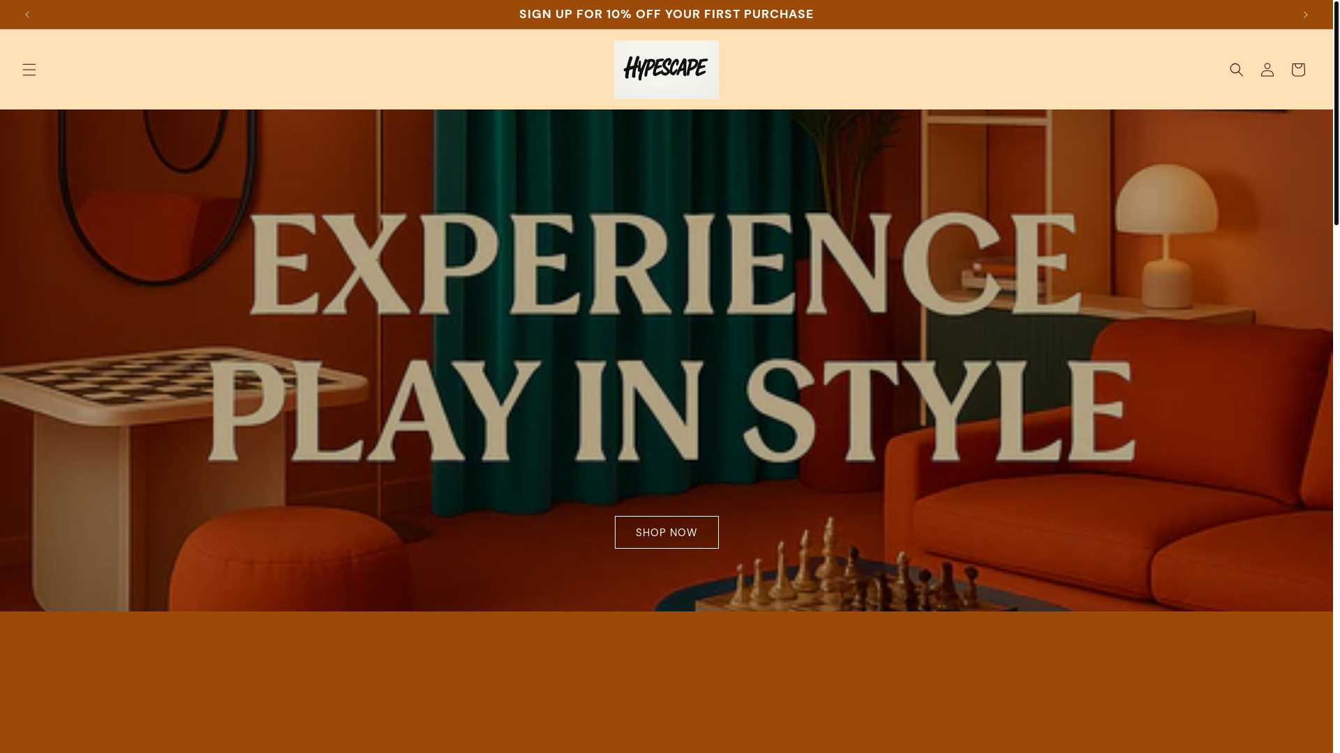 website screenshot of https://hypescape.store/