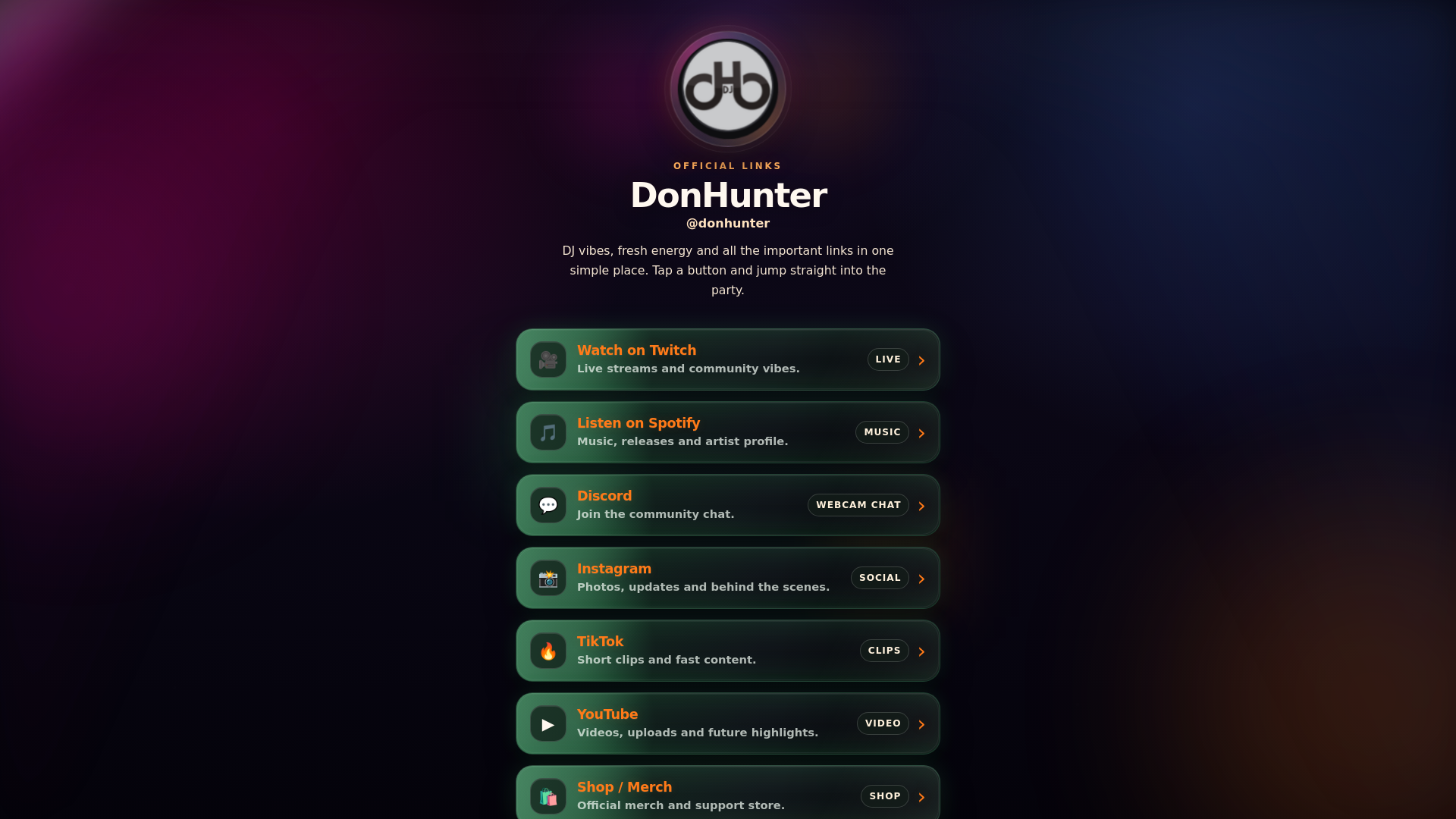website screenshot of https://donhunter.dk/
