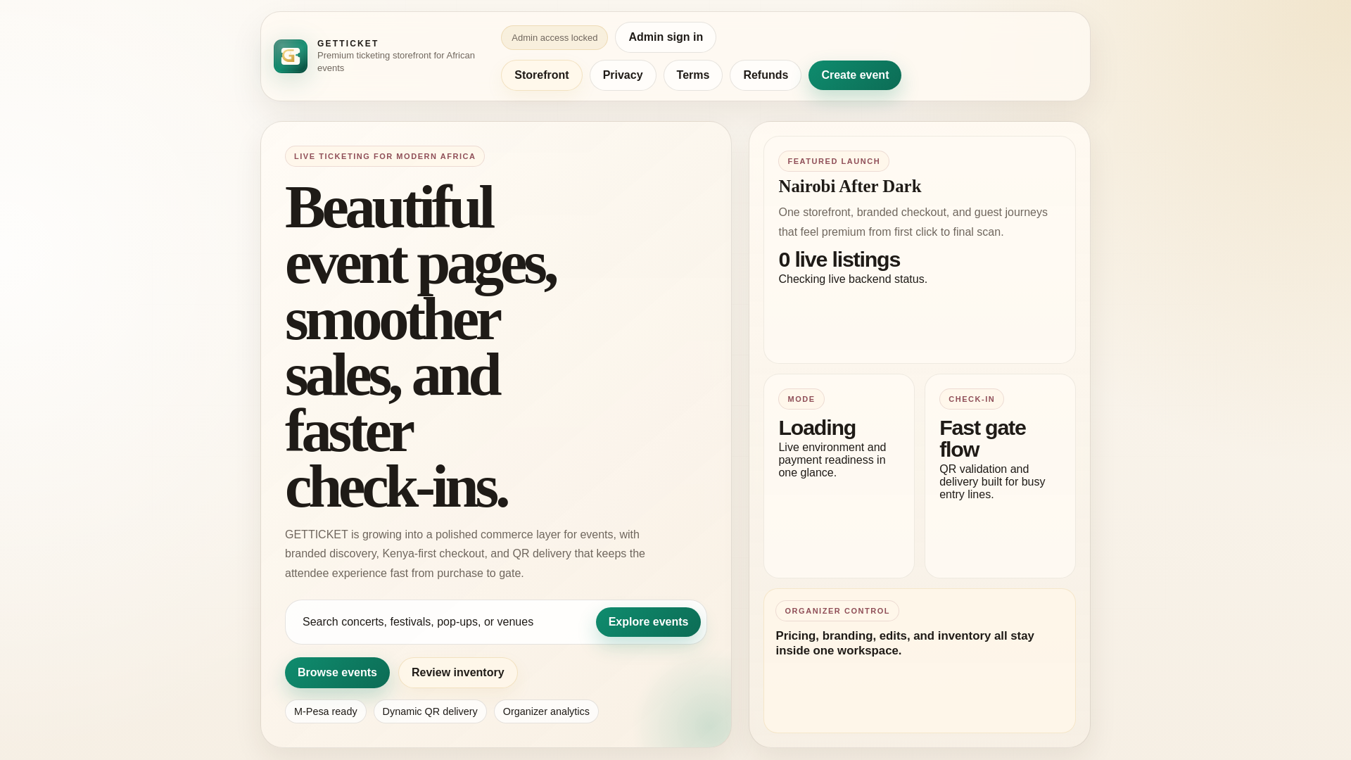 website screenshot of https://getticket.co.ke