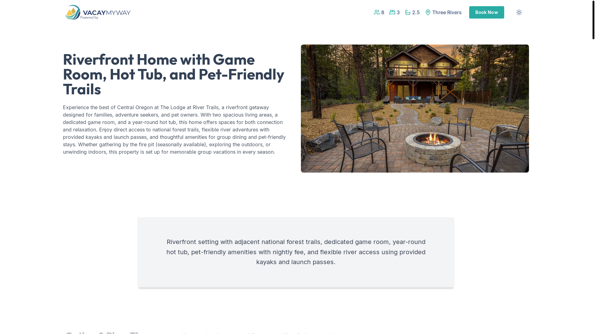 website screenshot of https://riverwood.villas/