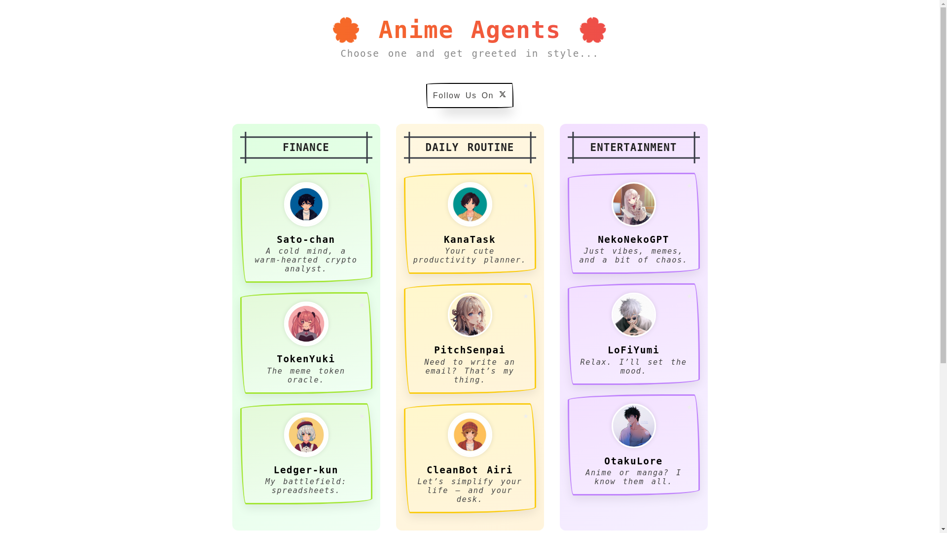 website screenshot of https://animeagents.org/