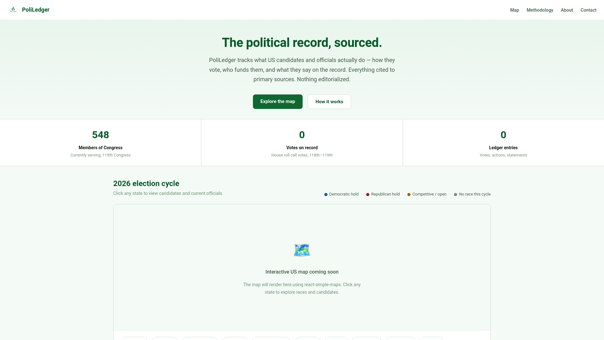 website screenshot of https://poliledger.org/