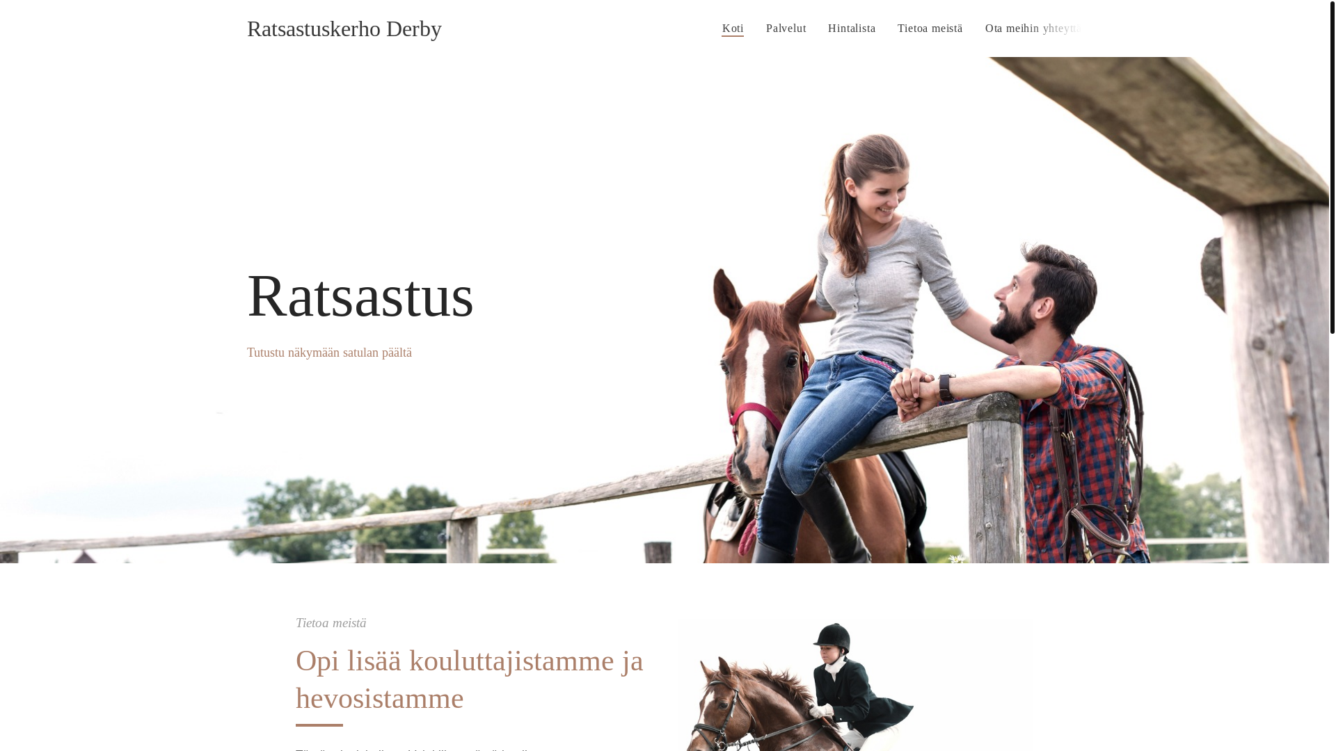 website screenshot of https://ylivieskanratsastuskoulu.fi/
