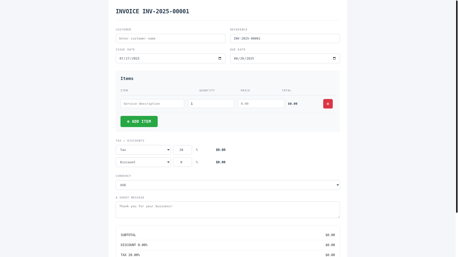 website screenshot of https://invoice-app-d4w.pages.dev/