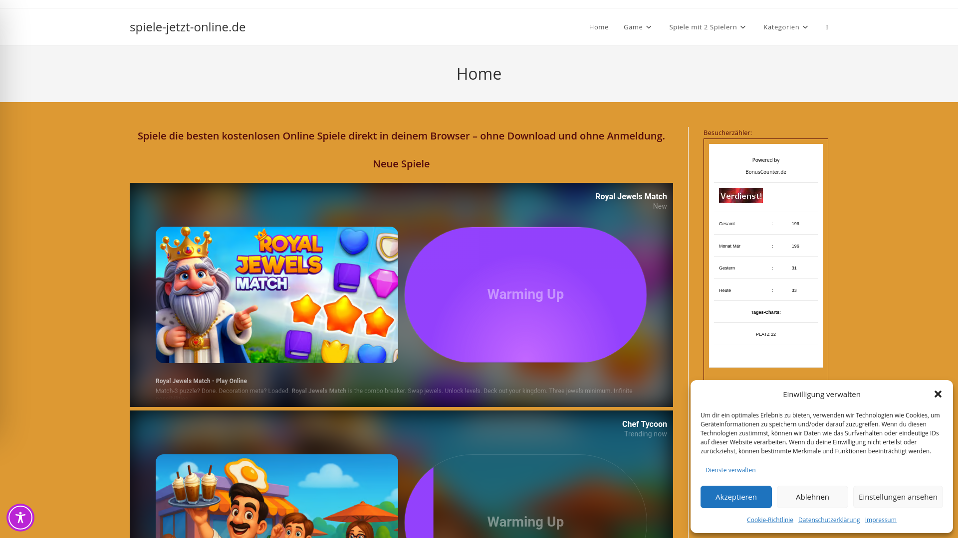 website screenshot of https://spiele-jetzt-online.de/