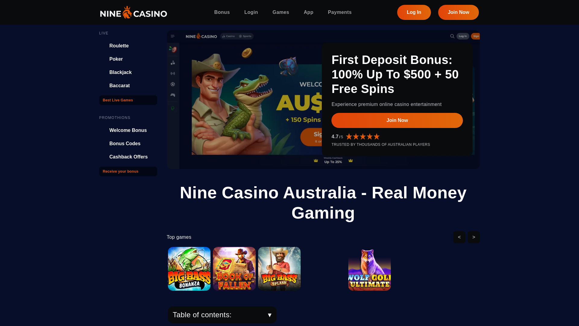 website screenshot of https://ninecasinoaustralia-net.pages.dev/