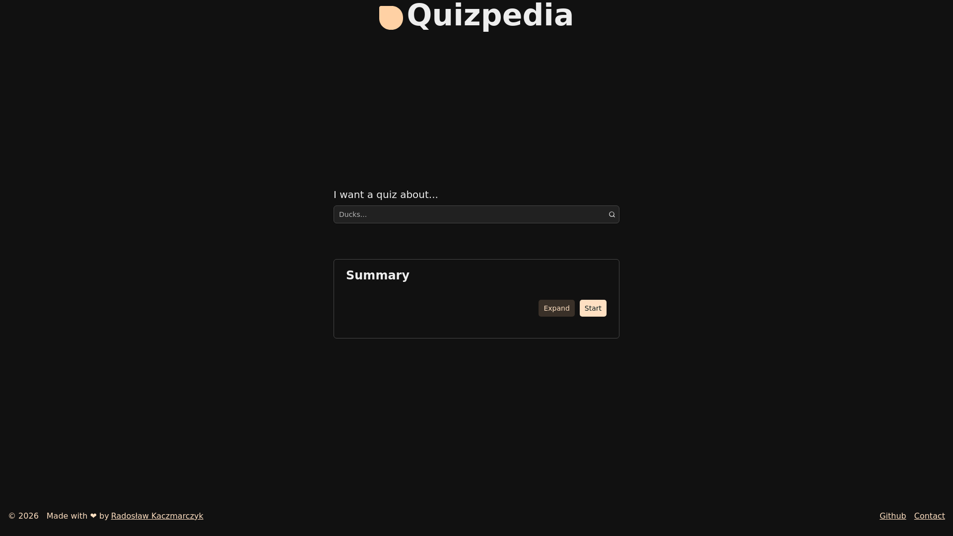 website screenshot of https://quizpedia.pages.dev/