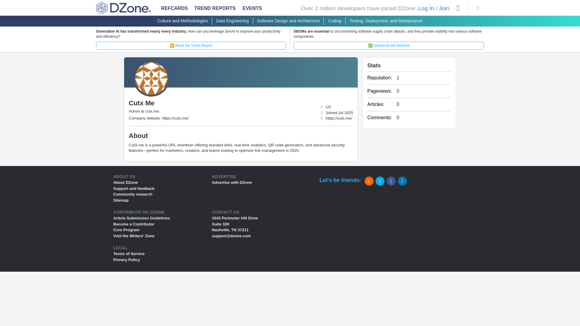 website screenshot of https://dzone.com/users/5373224/cutxme.html