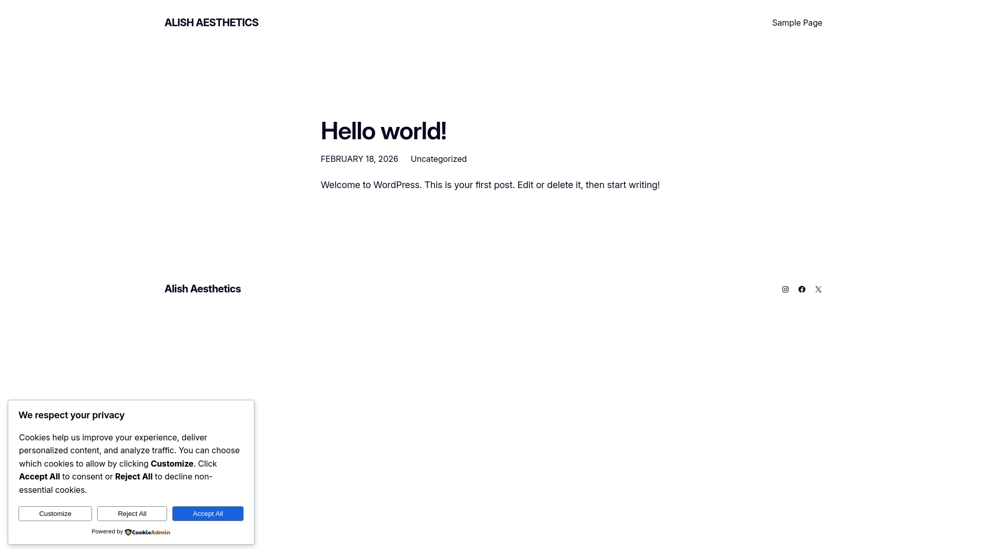 website screenshot of https://alishaesthetics.com/