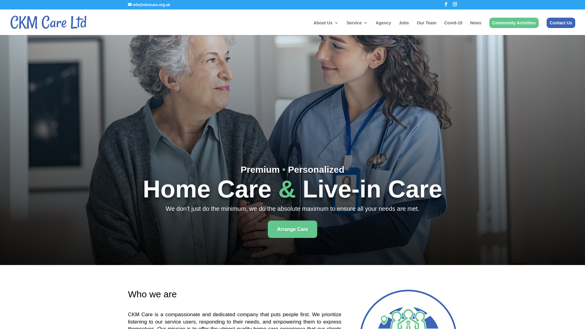 website screenshot of https://ckmcare.org/