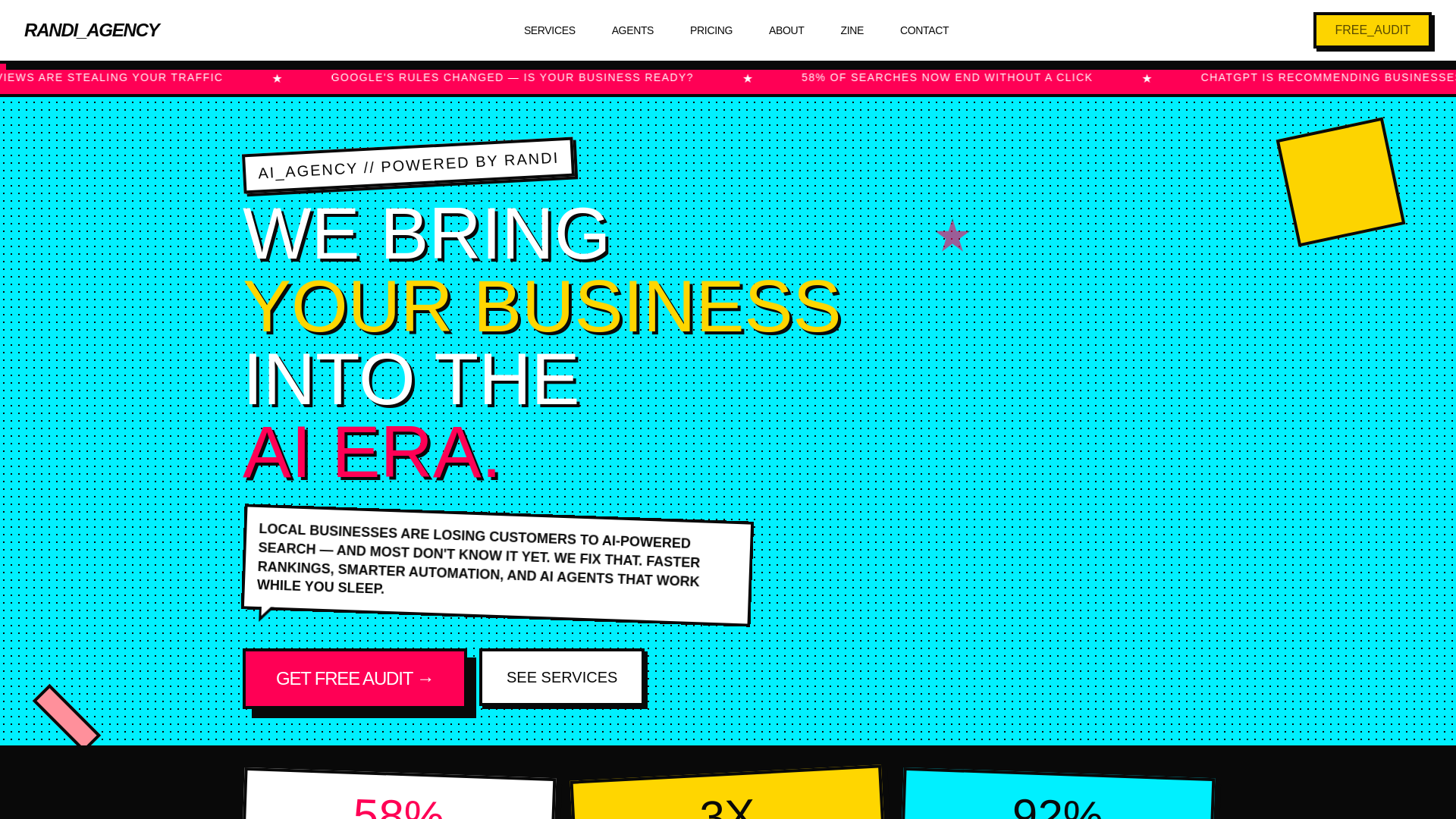 website screenshot of https://randi.agency/