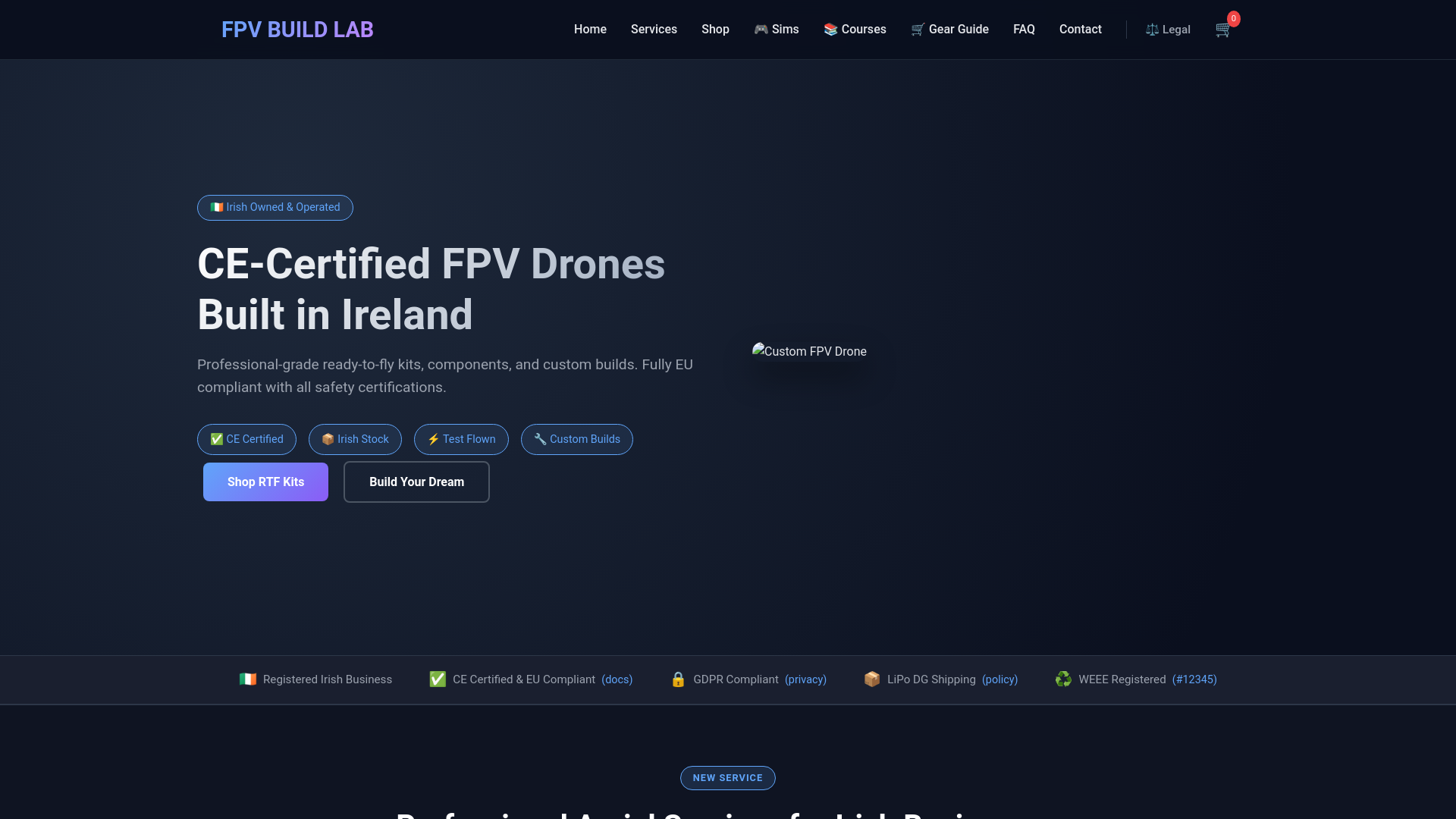 website screenshot of https://fpvbuildlab.com/