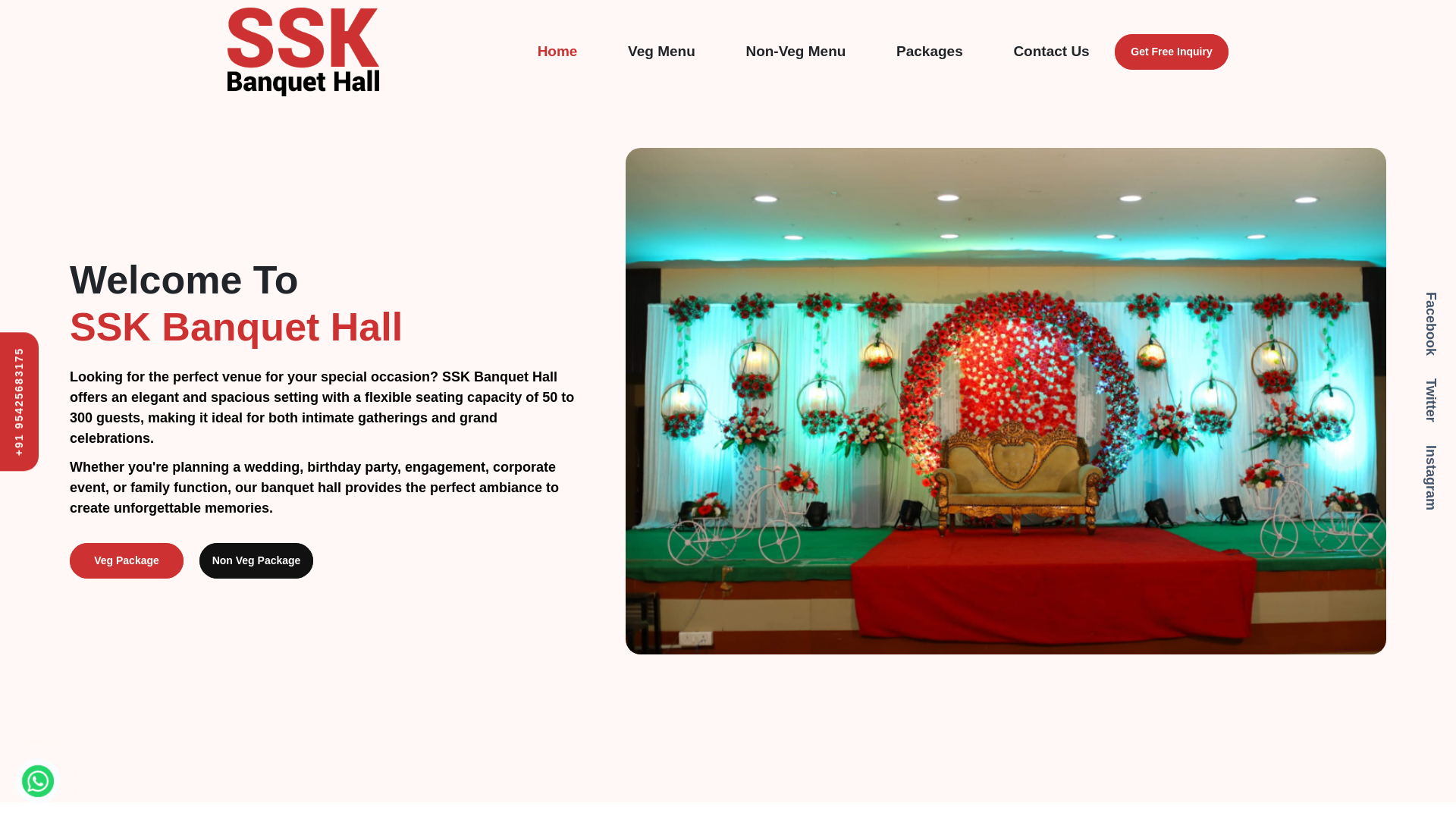 website screenshot of https://sskbanquets.in