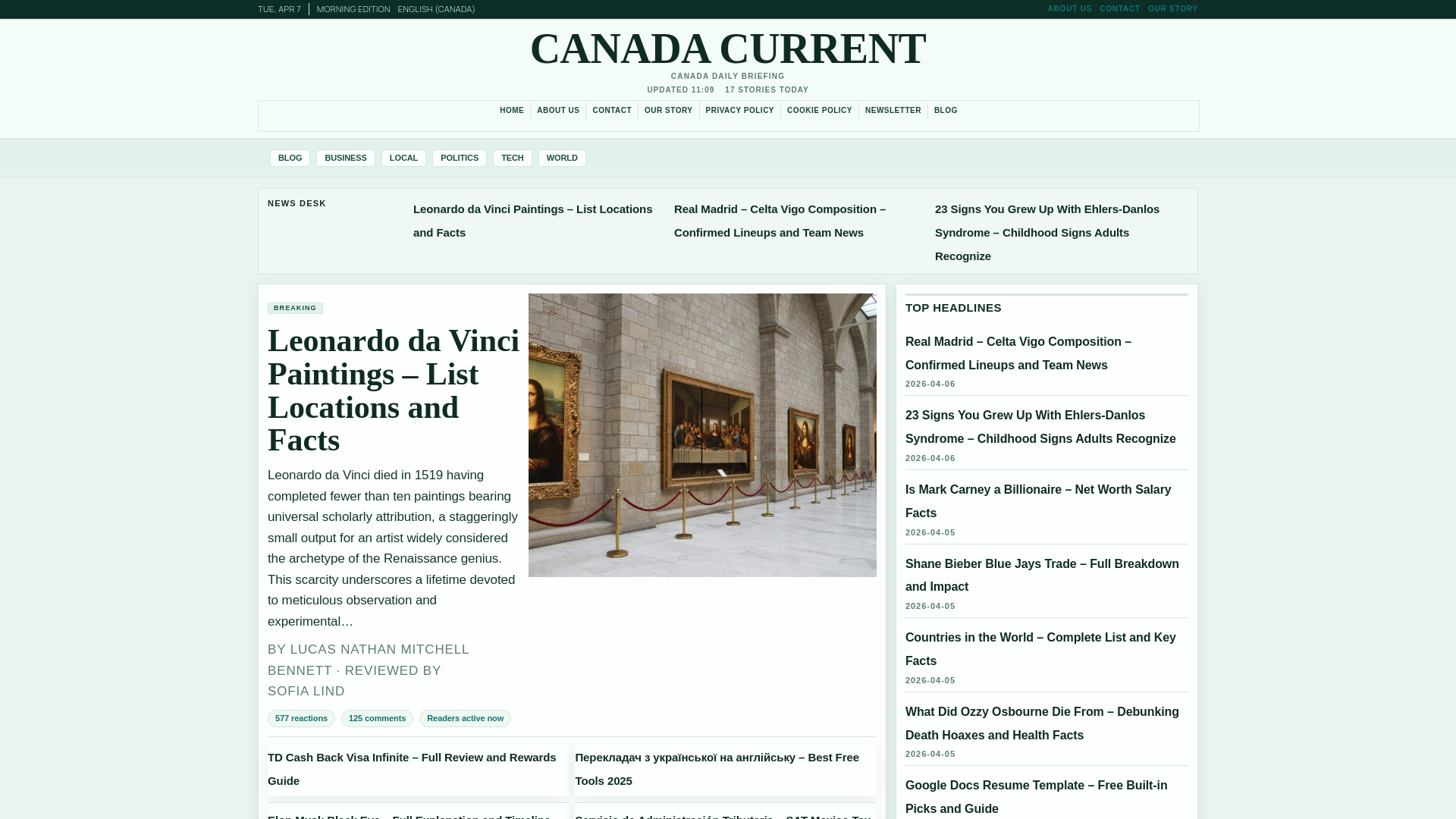 website screenshot of https://canadacurrent.org