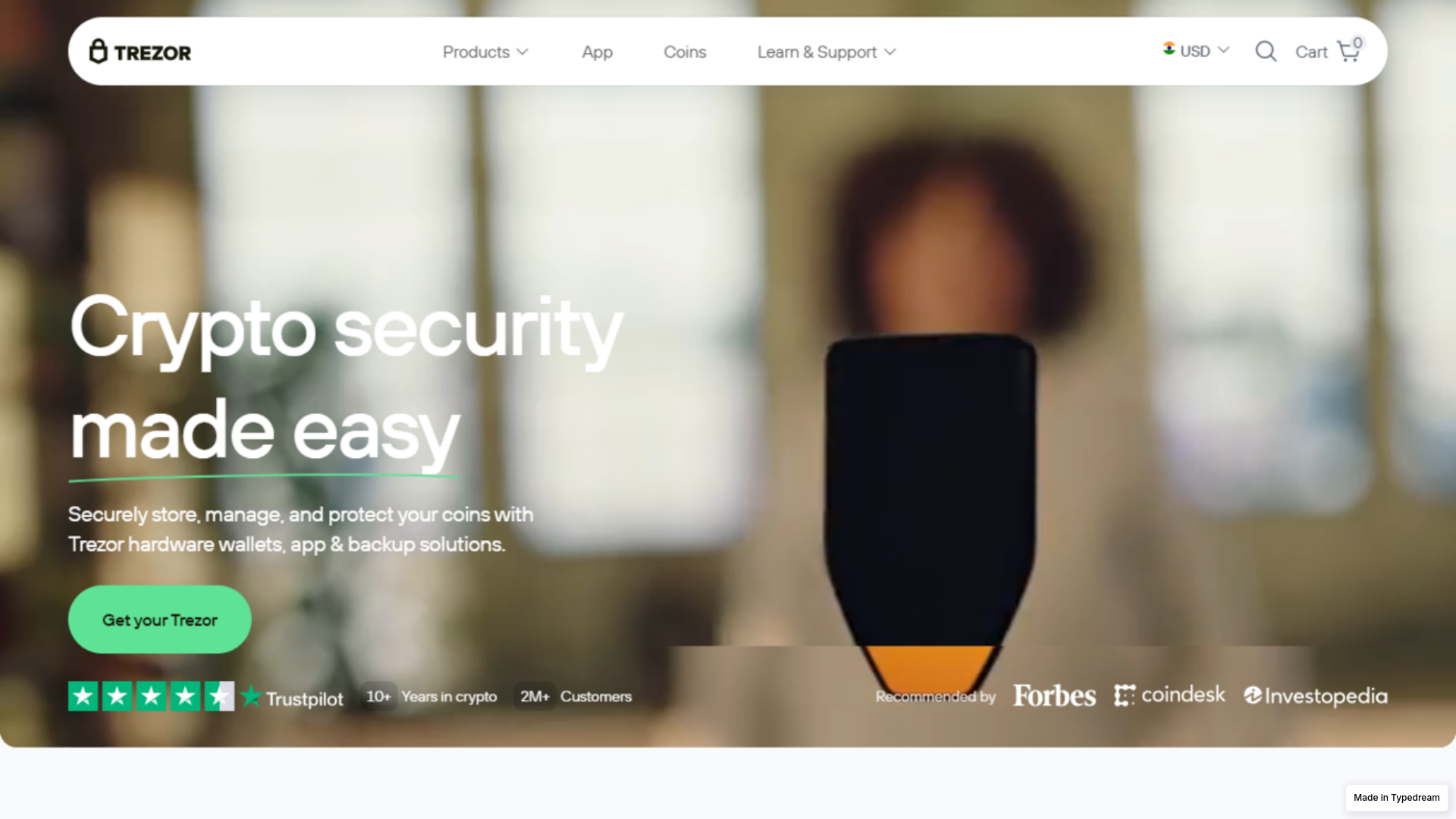 website screenshot of https://io-hardware-dc-wallet.typedream.app