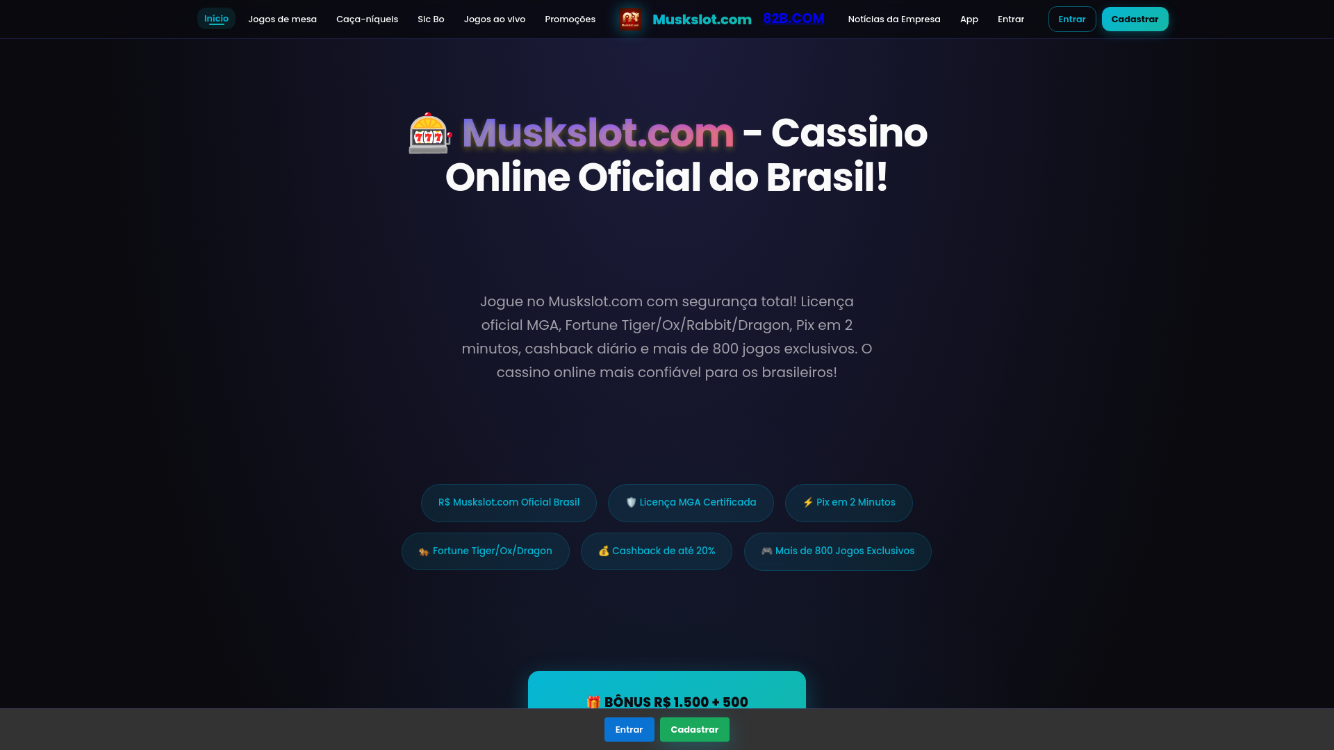 website screenshot of https://wwwmuskslot.com/