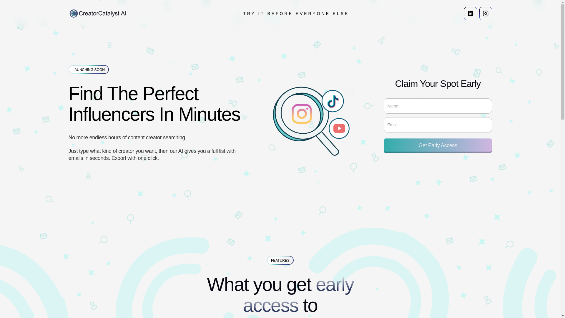 website screenshot of https://creatorfinder.ai/