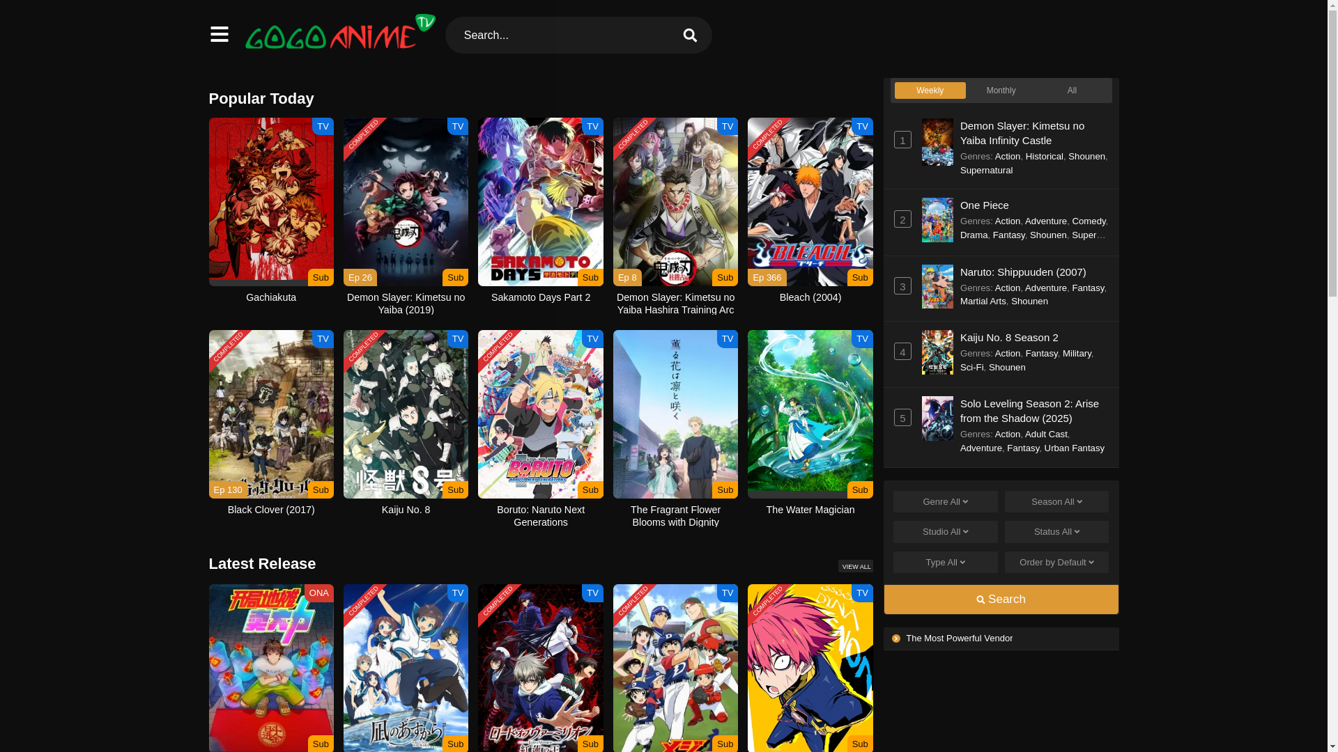 website screenshot of https://gogoanimez.to/