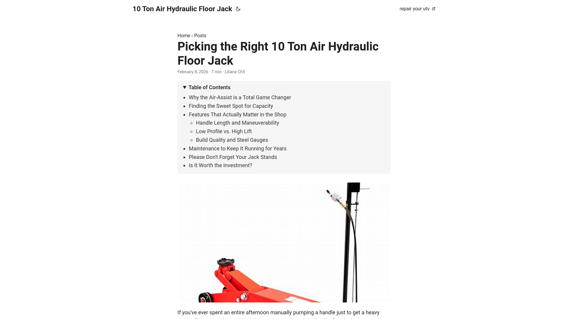 website screenshot of https://10-ton-air-hydraulic-floor-jack.pages.dev/